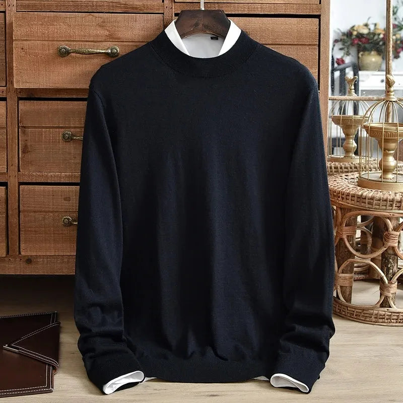 Men's Slim Fit Half Turtleneck Sweater Pullover Sweater Basic Knitted Long Sleeve Lightweight Streetwear for Fall Winter Warm