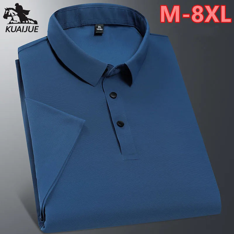 polo shirt men 6XL 7XL 8XL Summer new High quality mens short-sleeved polo shirt Ice silk Men's business casual polo shirt 2212