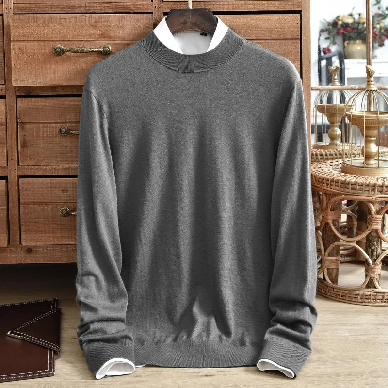 Men's Slim Fit Half Turtleneck Sweater Pullover Sweater Basic Knitted Long Sleeve Lightweight Streetwear for Fall Winter Warm