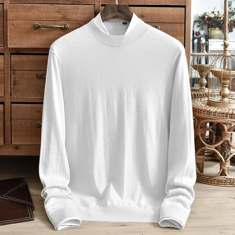 Men's Slim Fit Half Turtleneck Sweater Pullover Sweater Basic Knitted Long Sleeve Lightweight Streetwear for Fall Winter Warm