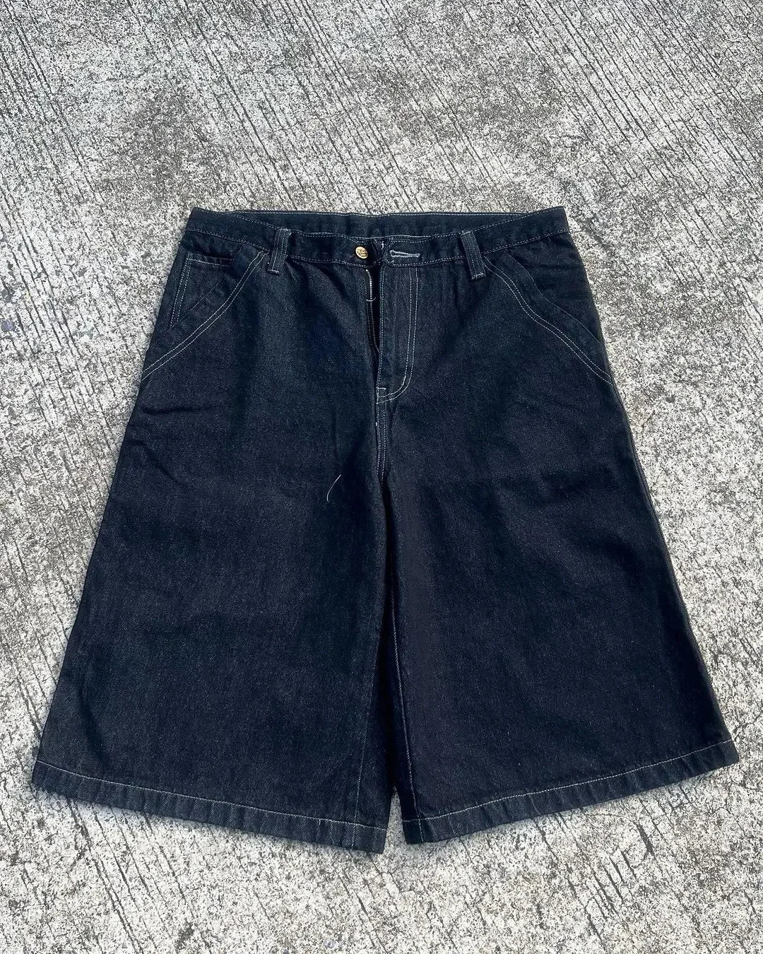 Y2K Fashion New Oversize Embroidery Loose Denim Shorts Men Gothic Punk Hip Hop Fashion Casual Joker Couple Basketball Pants