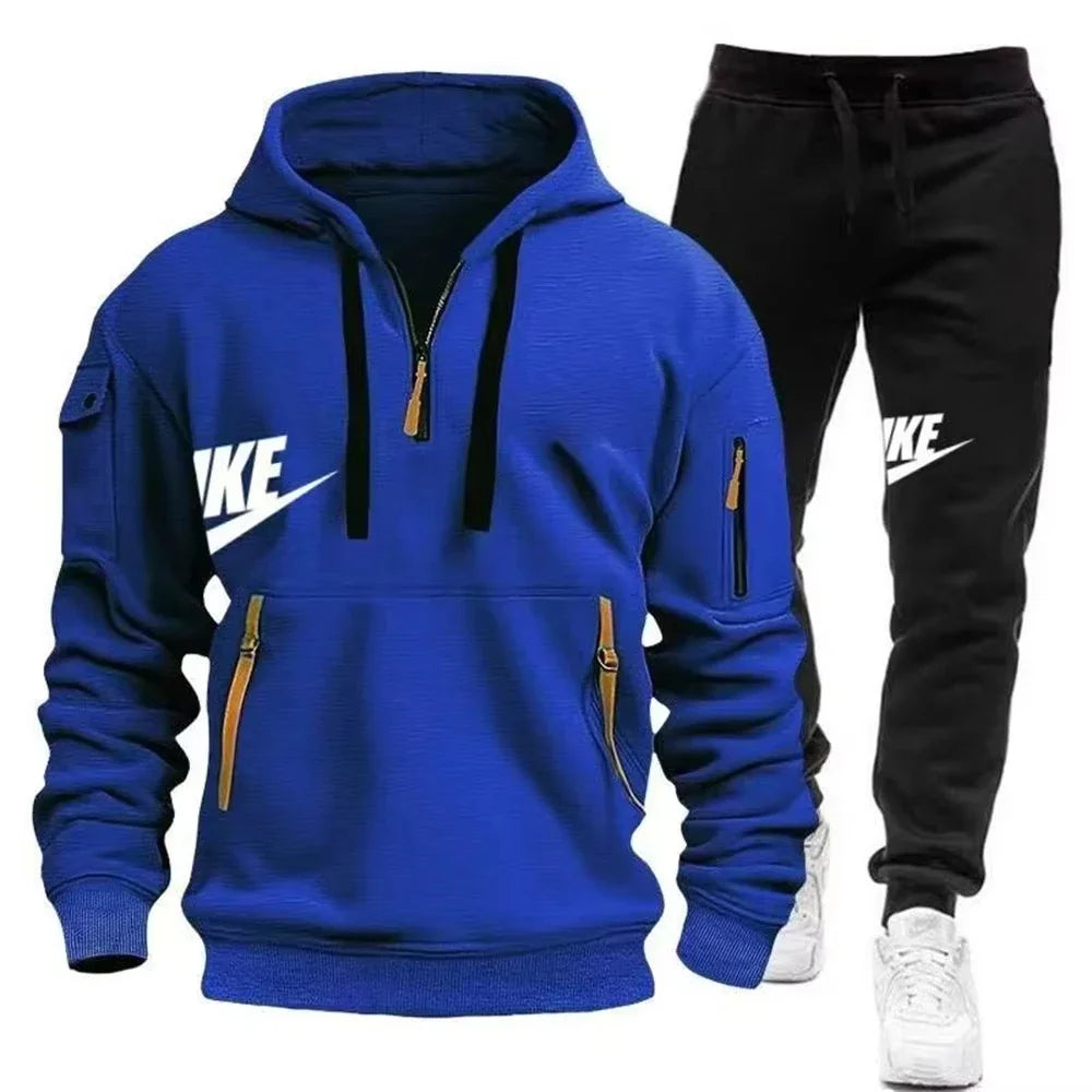 Men's Autumn/Winter Set Zipper Hoodie+Pants Set Casual Men's Sports Warmth Set