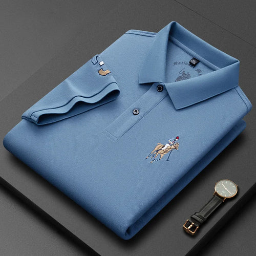 2024 Summer 100% Cotton Polo Shirt Men's Short Sleeve T-shirt Premium Brand Logo Embroidery Fashion Business Casual Paul Shirt