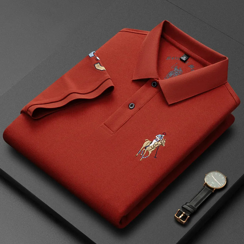 2024 Summer 100% Cotton Polo Shirt Men's Short Sleeve T-shirt Premium Brand Logo Embroidery Fashion Business Casual Paul Shirt