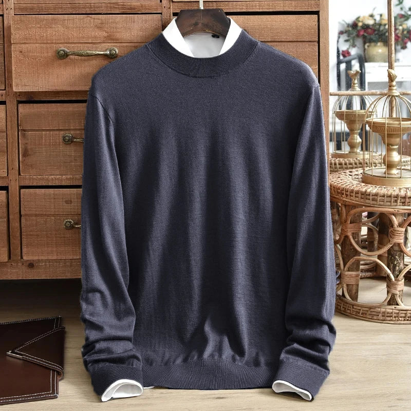 Men's Slim Fit Half Turtleneck Sweater Pullover Sweater Basic Knitted Long Sleeve Lightweight Streetwear for Fall Winter Warm