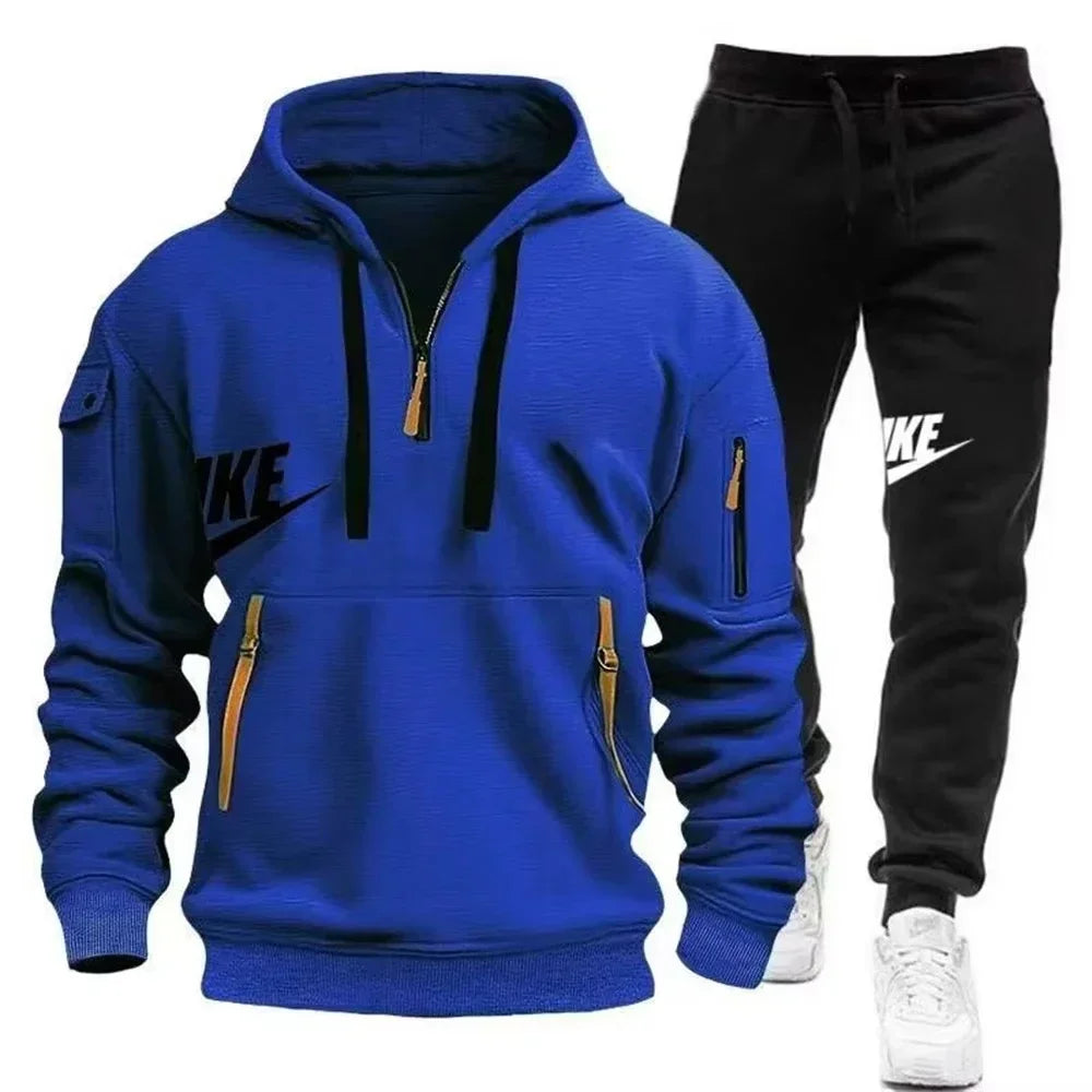Men's Autumn/Winter Set Zipper Hoodie+Pants Set Casual Men's Sports Warmth Set